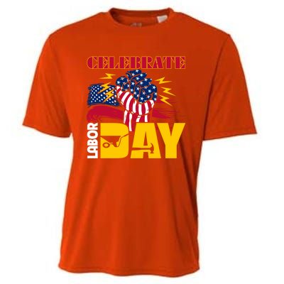 Celebrate Labor Day American Flag Worker Employee Pro Union Gift Cooling Performance Crew T-Shirt