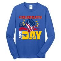 Celebrate Labor Day American Flag Worker Employee Pro Union Gift Tall Long Sleeve T-Shirt