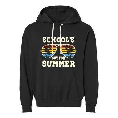 Cute Last Day Of School Schools Out For Summer Teacher Retro Garment-Dyed Fleece Hoodie