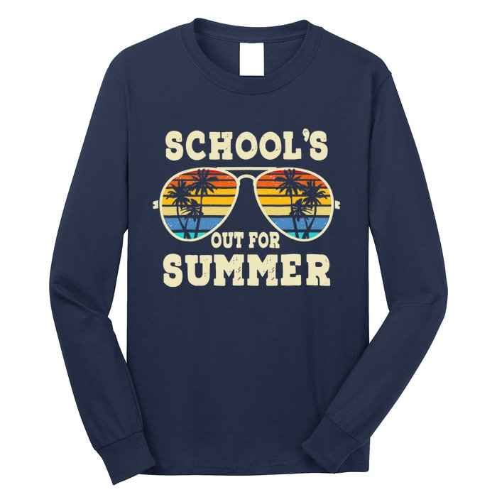 Cute Last Day Of School Schools Out For Summer Teacher Retro Long Sleeve Shirt