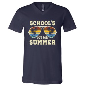 Cute Last Day Of School Schools Out For Summer Teacher Retro V-Neck T-Shirt