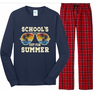 Cute Last Day Of School Schools Out For Summer Teacher Retro Long Sleeve Pajama Set