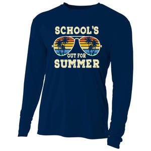 Cute Last Day Of School Schools Out For Summer Teacher Retro Cooling Performance Long Sleeve Crew