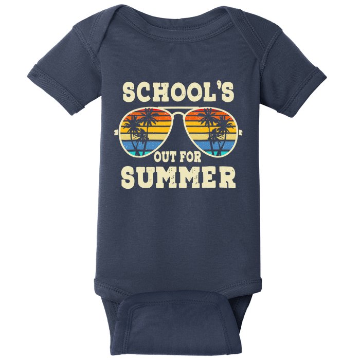 Cute Last Day Of School Schools Out For Summer Teacher Retro Baby Bodysuit