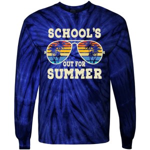 Cute Last Day Of School Schools Out For Summer Teacher Retro Tie-Dye Long Sleeve Shirt