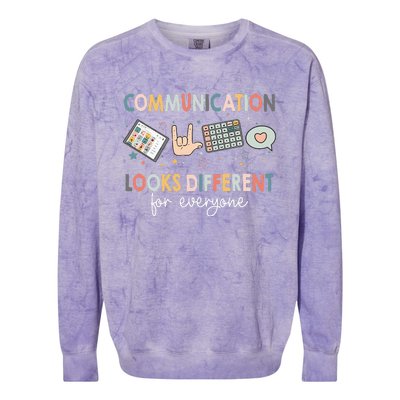 Communication Looks Different For Everyone Autism Awareness (1) Colorblast Crewneck Sweatshirt