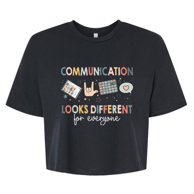 Communication Looks Different For Everyone Autism Awareness (1) Bella+Canvas Jersey Crop Tee