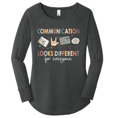 Communication Looks Different For Everyone Autism Awareness (1) Women's Perfect Tri Tunic Long Sleeve Shirt