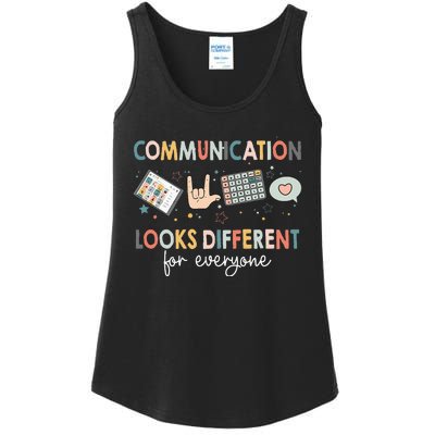 Communication Looks Different For Everyone Autism Awareness (1) Ladies Essential Tank