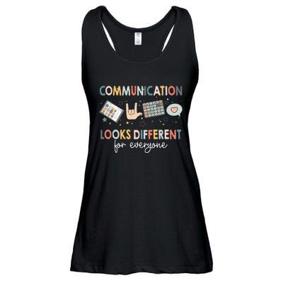 Communication Looks Different For Everyone Autism Awareness (1) Ladies Essential Flowy Tank