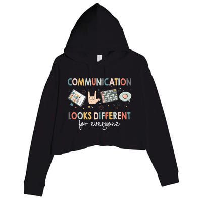 Communication Looks Different For Everyone Autism Awareness (1) Crop Fleece Hoodie