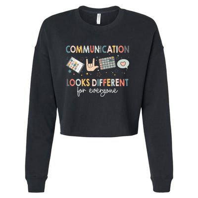 Communication Looks Different For Everyone Autism Awareness (1) Cropped Pullover Crew