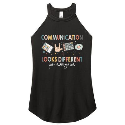 Communication Looks Different For Everyone Autism Awareness (1) Women's Perfect Tri Rocker Tank