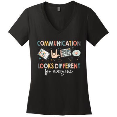 Communication Looks Different For Everyone Autism Awareness (1) Women's V-Neck T-Shirt