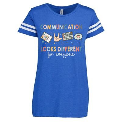 Communication Looks Different For Everyone Autism Awareness (1) Enza Ladies Jersey Football T-Shirt