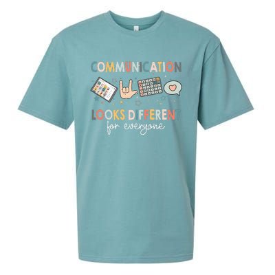 Communication Looks Different For Everyone Autism Awareness (1) Sueded Cloud Jersey T-Shirt