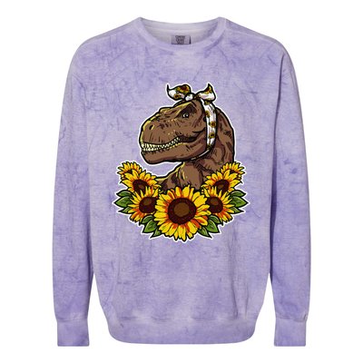 Cute Love Dinosaur Gift Sunflower Decor TRex Colorblast Crewneck Sweatshirt