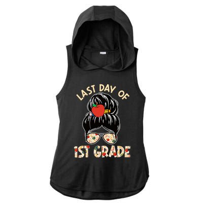 Cute Last Day Of School Messy Bun Last Day Of 1St Grade Gift Ladies PosiCharge Tri-Blend Wicking Draft Hoodie Tank