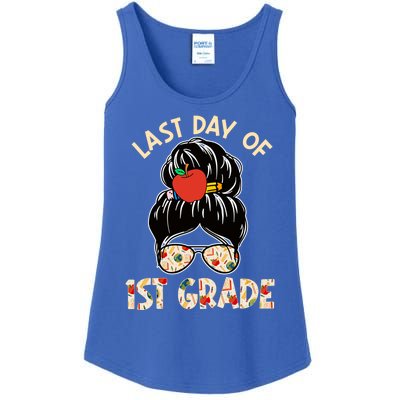 Cute Last Day Of School Messy Bun Last Day Of 1St Grade Gift Ladies Essential Tank