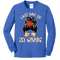 Cute Last Day Of School Messy Bun Last Day Of 1St Grade Gift Kids Long Sleeve Shirt