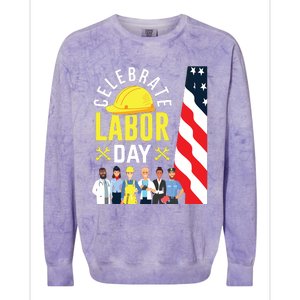 Celebrate Labor Day Graphic Design For American Workers Colorblast Crewneck Sweatshirt