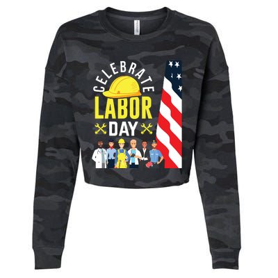 Celebrate Labor Day Graphic Design For American Workers Cropped Pullover Crew