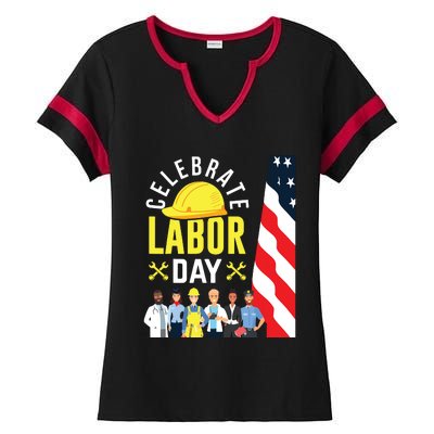 Celebrate Labor Day Graphic Design For American Workers Ladies Halftime Notch Neck Tee