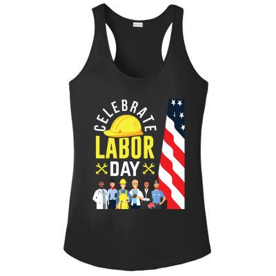 Celebrate Labor Day Graphic Design For American Workers Ladies PosiCharge Competitor Racerback Tank