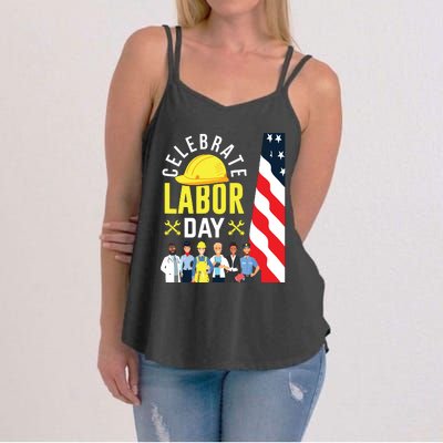 Celebrate Labor Day Graphic Design For American Workers Women's Strappy Tank