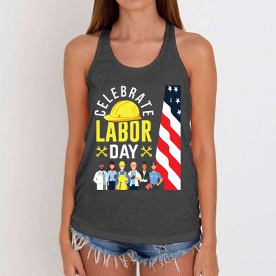 Celebrate Labor Day Graphic Design For American Workers Women's Knotted Racerback Tank