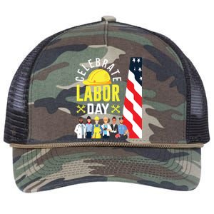 Celebrate Labor Day Graphic Design For American Workers Retro Rope Trucker Hat Cap