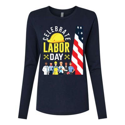 Celebrate Labor Day Graphic Design For American Workers Womens Cotton Relaxed Long Sleeve T-Shirt