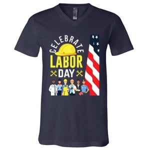 Celebrate Labor Day Graphic Design For American Workers V-Neck T-Shirt