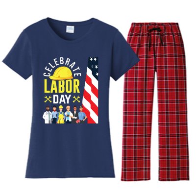 Celebrate Labor Day Graphic Design For American Workers Women's Flannel Pajama Set