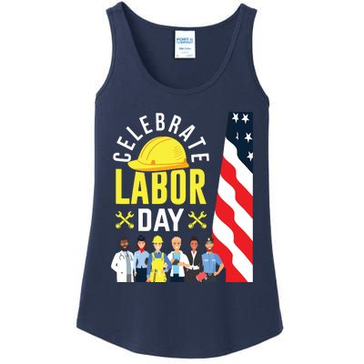 Celebrate Labor Day Graphic Design For American Workers Ladies Essential Tank