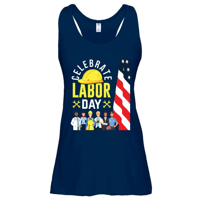 Celebrate Labor Day Graphic Design For American Workers Ladies Essential Flowy Tank