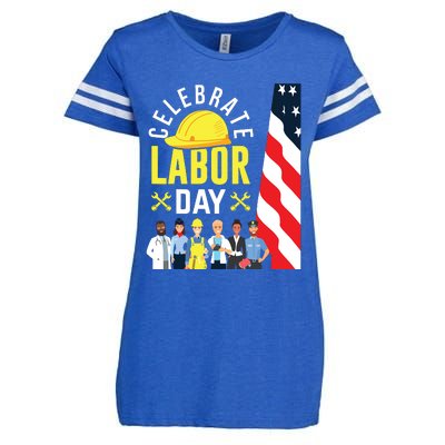 Celebrate Labor Day Graphic Design For American Workers Enza Ladies Jersey Football T-Shirt