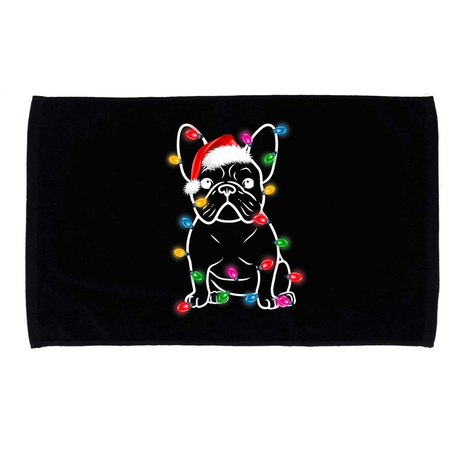 Christmas Lights Dog French Bulldog Microfiber Hand Towel