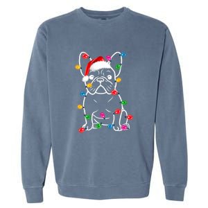 Christmas Lights Dog French Bulldog Garment-Dyed Sweatshirt