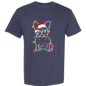 Christmas Lights Dog French Bulldog Garment-Dyed Heavyweight T-Shirt