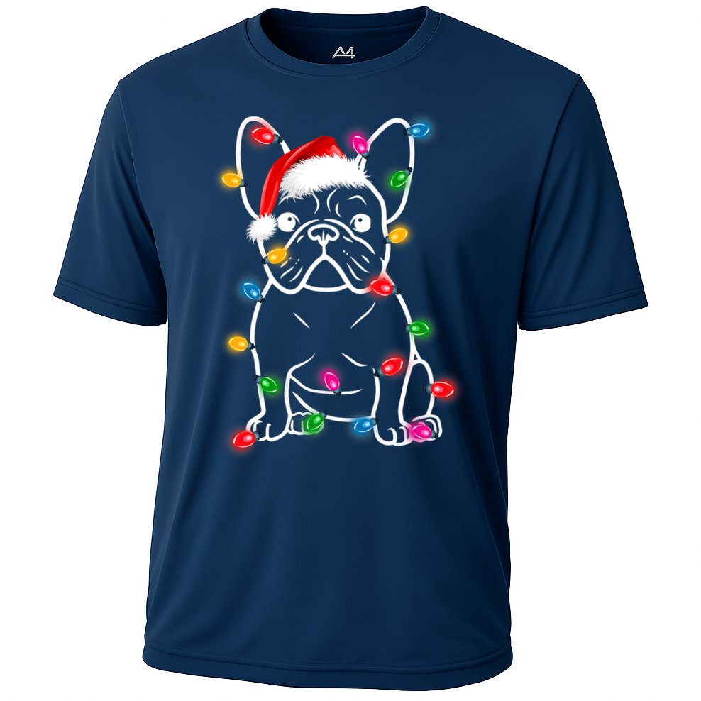 Christmas Lights Dog French Bulldog Cooling Performance Crew T-Shirt