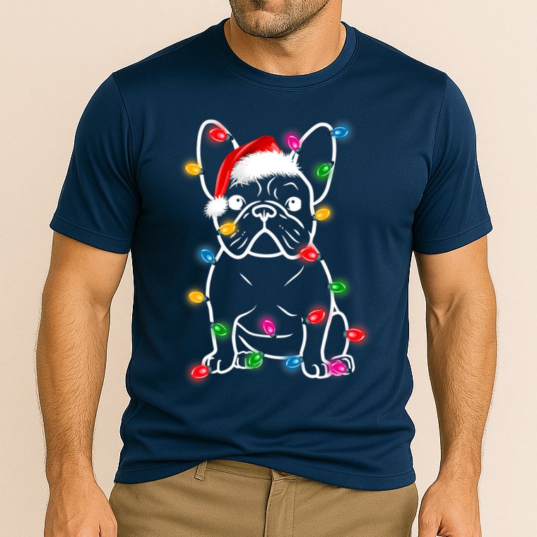 Christmas Lights Dog French Bulldog Cooling Performance Crew T-Shirt