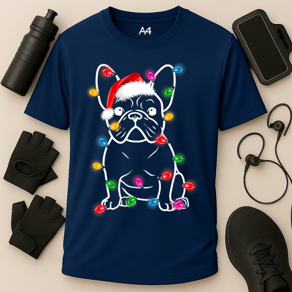 Christmas Lights Dog French Bulldog Cooling Performance Crew T-Shirt