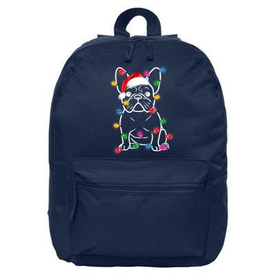 Christmas Lights Dog French Bulldog 16 in Basic Backpack