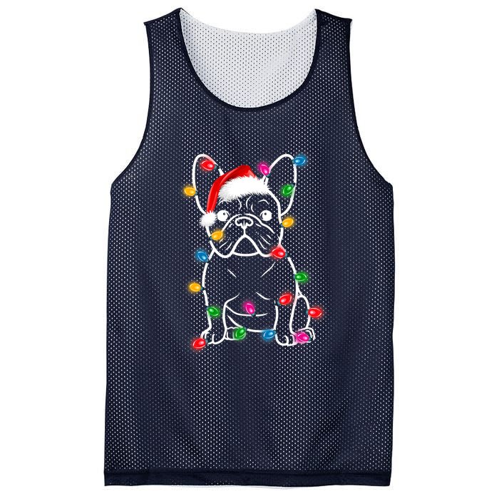 Christmas Lights Dog French Bulldog Mesh Reversible Basketball Jersey Tank