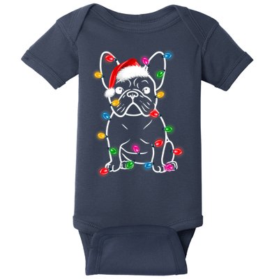 Christmas Lights Dog French Bulldog Baby Bodysuit