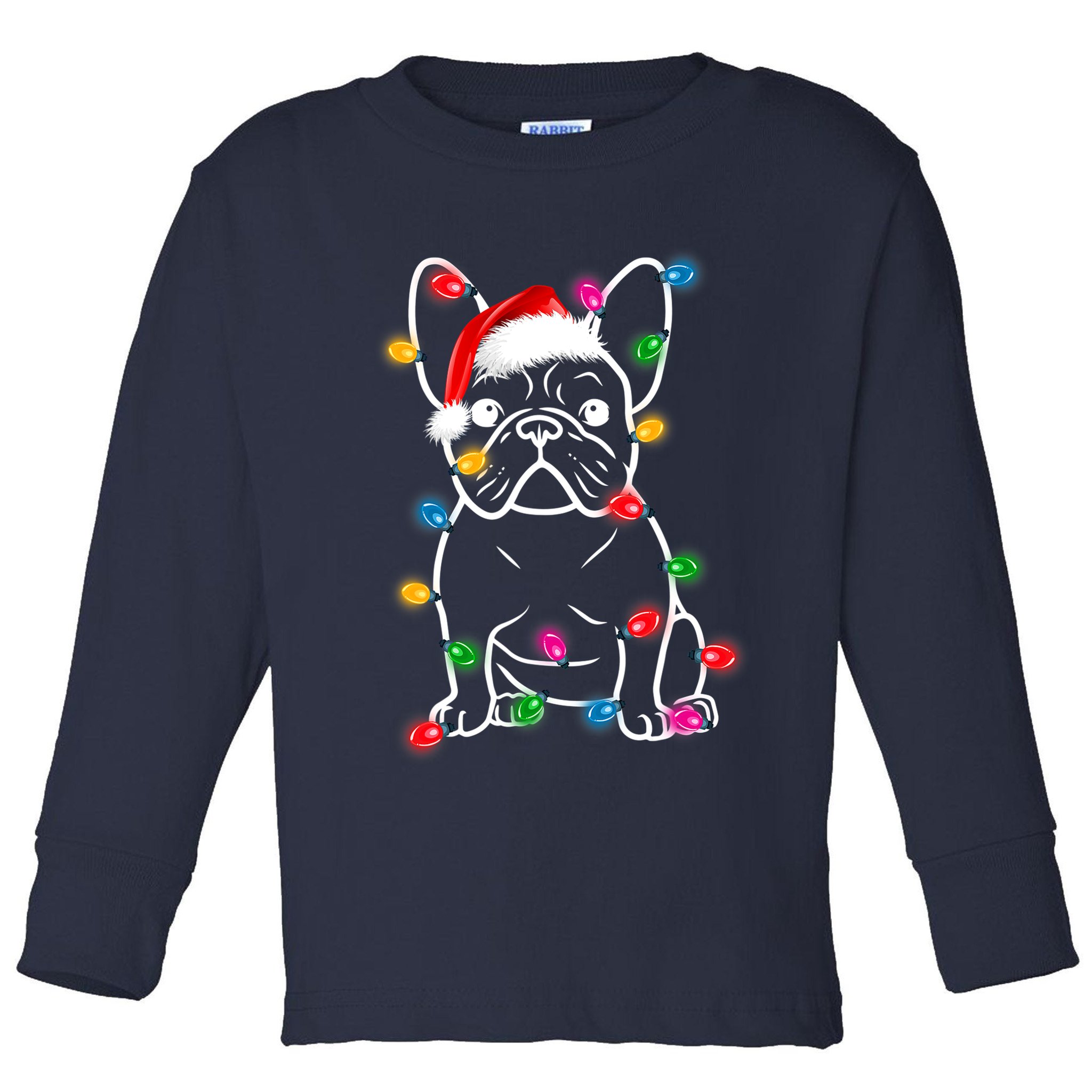 Christmas Lights Dog French Bulldog Toddler Long Sleeve Shirt
