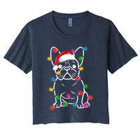 Christmas Lights Dog French Bulldog Women's Crop Top Tee