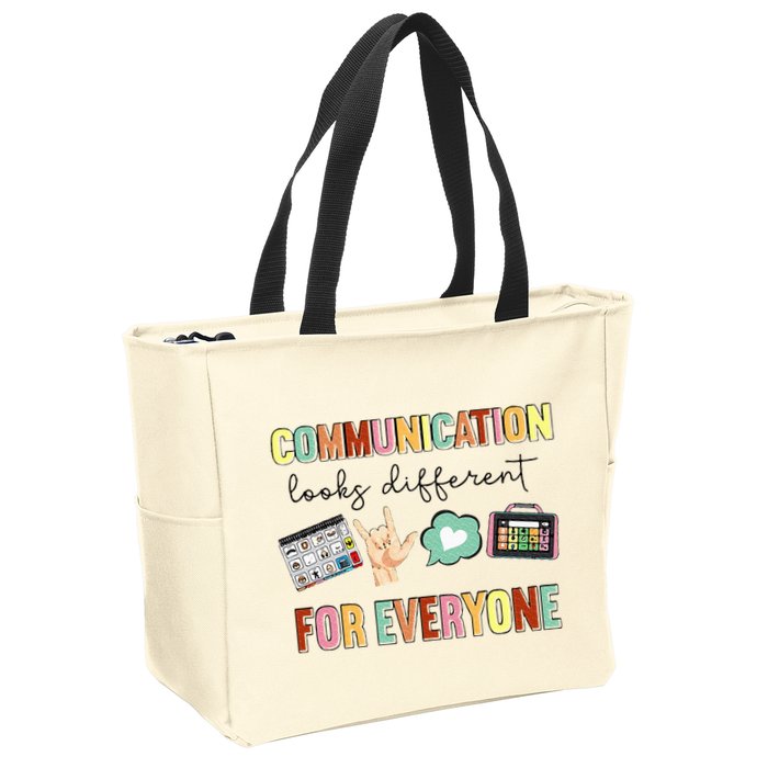 Communication Looks Different For Everyone Speech Therapy Zip Tote Bag