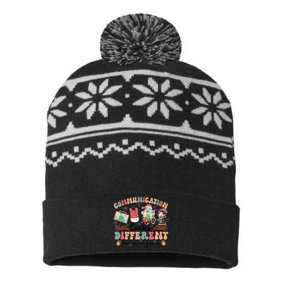 Communication Looks Different For Everyone Slp Christmas USA-Made Snowflake Beanie